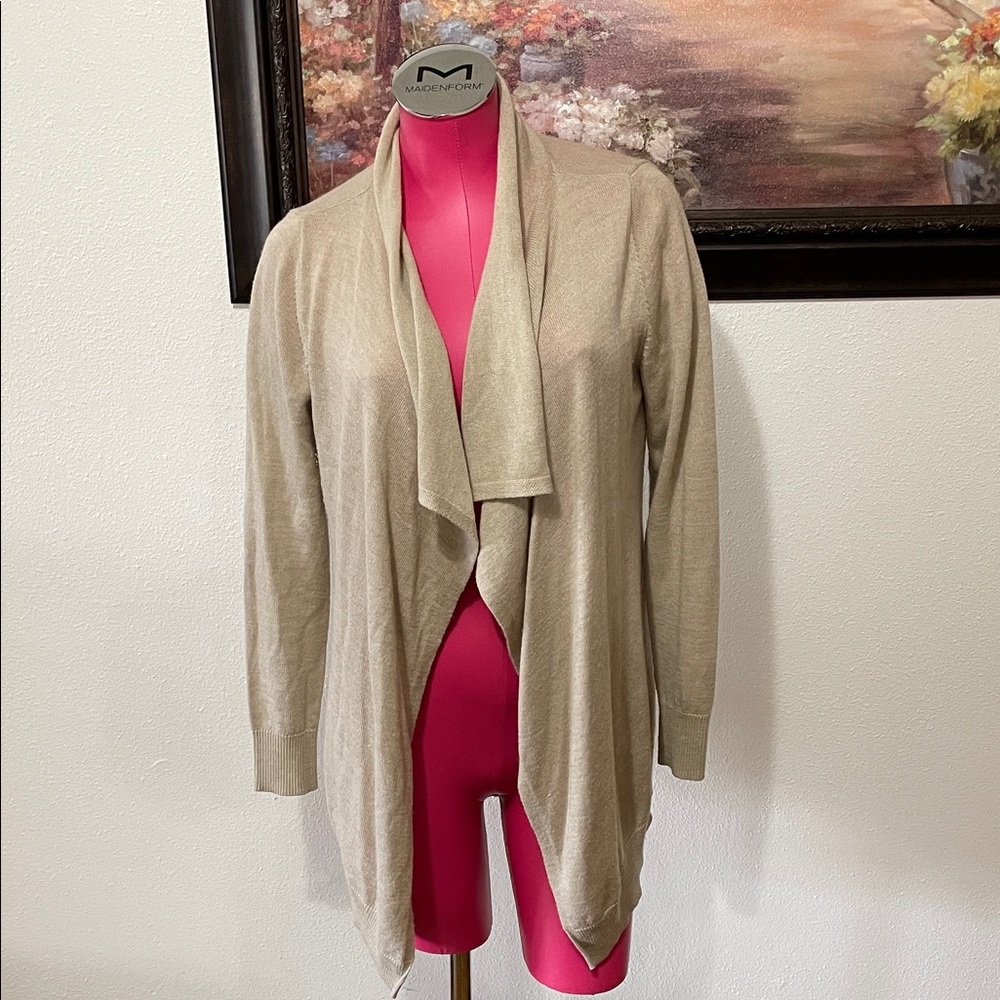 Eddie Bauer Merino Wool Blend Open Cardigan Sweater Tan Women's Size Medium